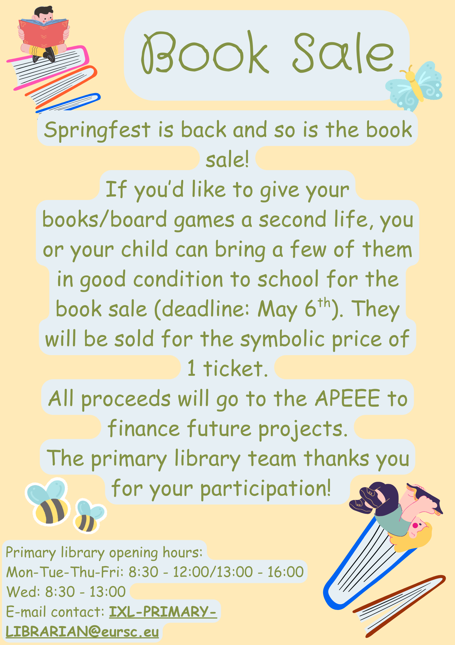 Poster including the information about the Book Sale