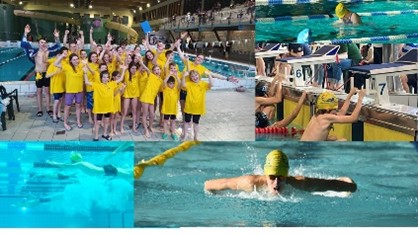 Collage of small pictures of the ESB Octopus team in the swimming pool